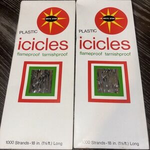 2 Vintage Brite Star Tinsel Icicles Silver 1000 Strands 18" Christmas Unopened